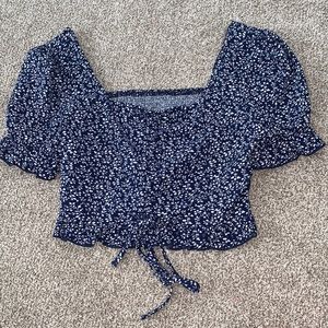 Blue Puff Shoulder Top